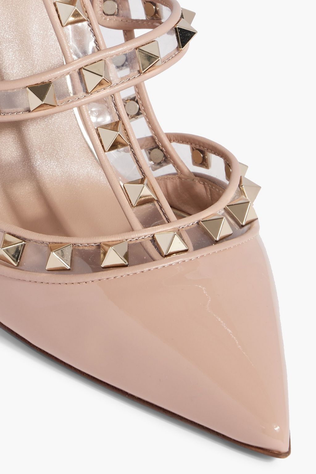VALENTINO GARAVANI Rockstud PVC-trimmed patent-leather pumps