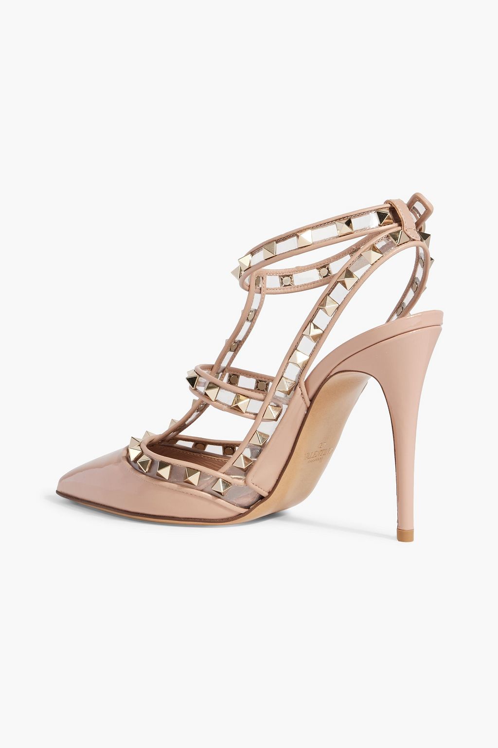 VALENTINO GARAVANI Rockstud PVC-trimmed patent-leather pumps