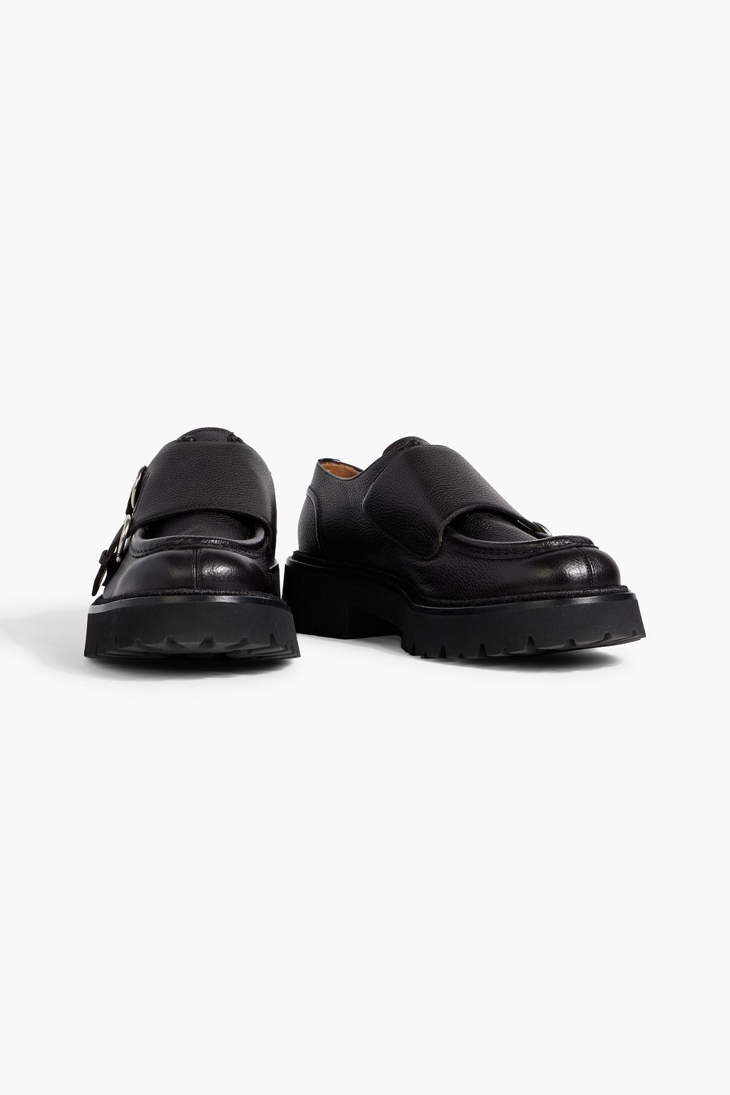 FERRAGAMO Gionny pebbled-leather monk-strap shoes