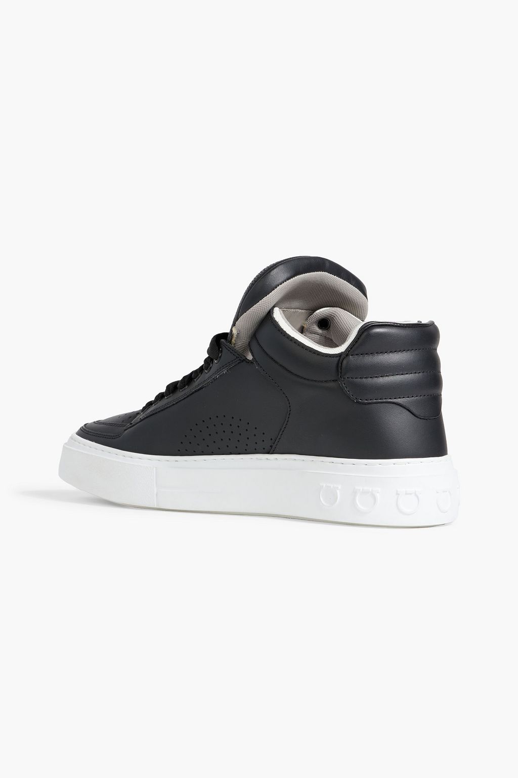 FERRAGAMO Marvelous smooth and pebbled-leather high-top sneakers