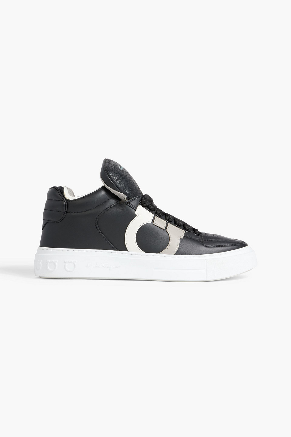Marvelous smooth and pebbled-leather high-top sneakers