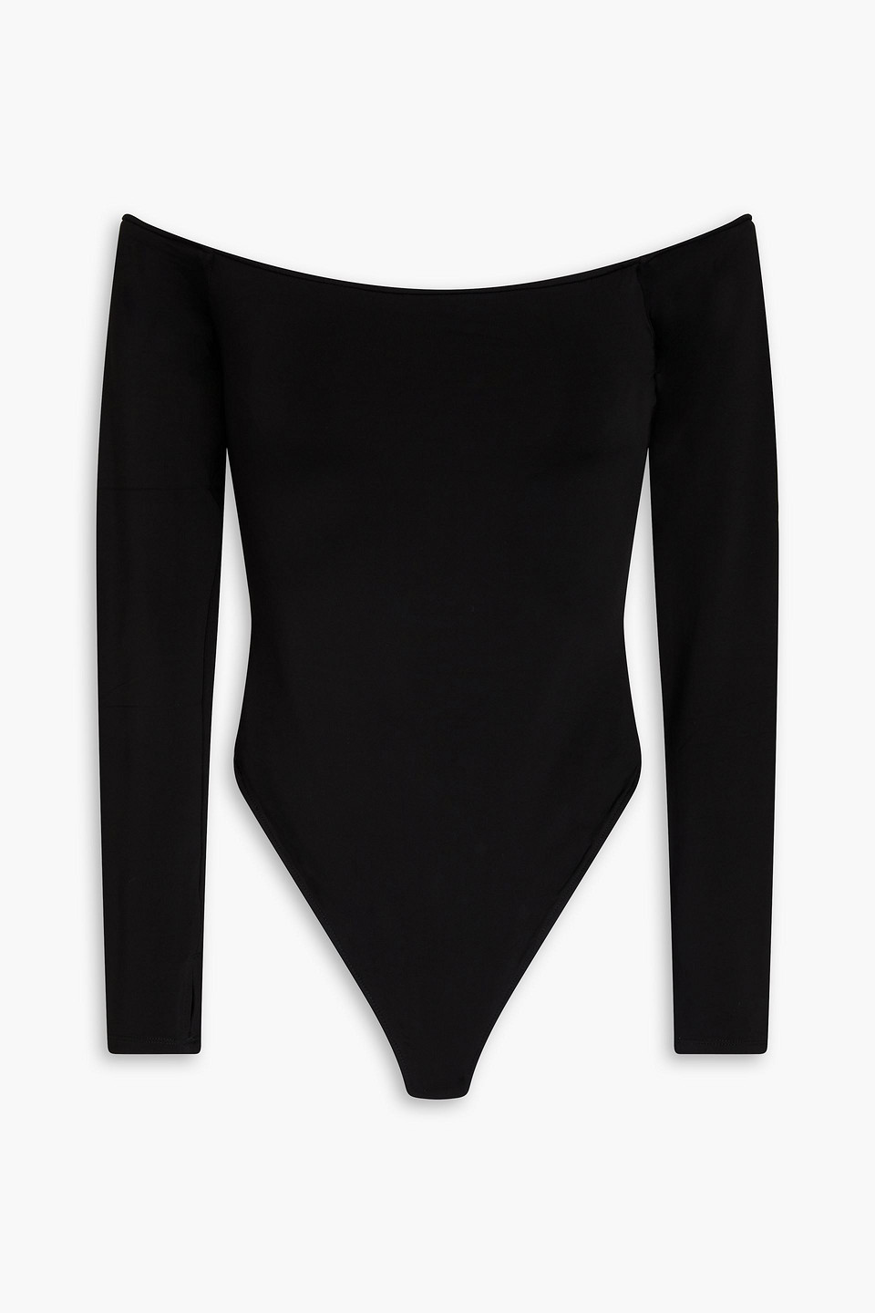 Alice And Olivia Anna Off-the-shoulder Stretch-jersey Bodysuit In Black