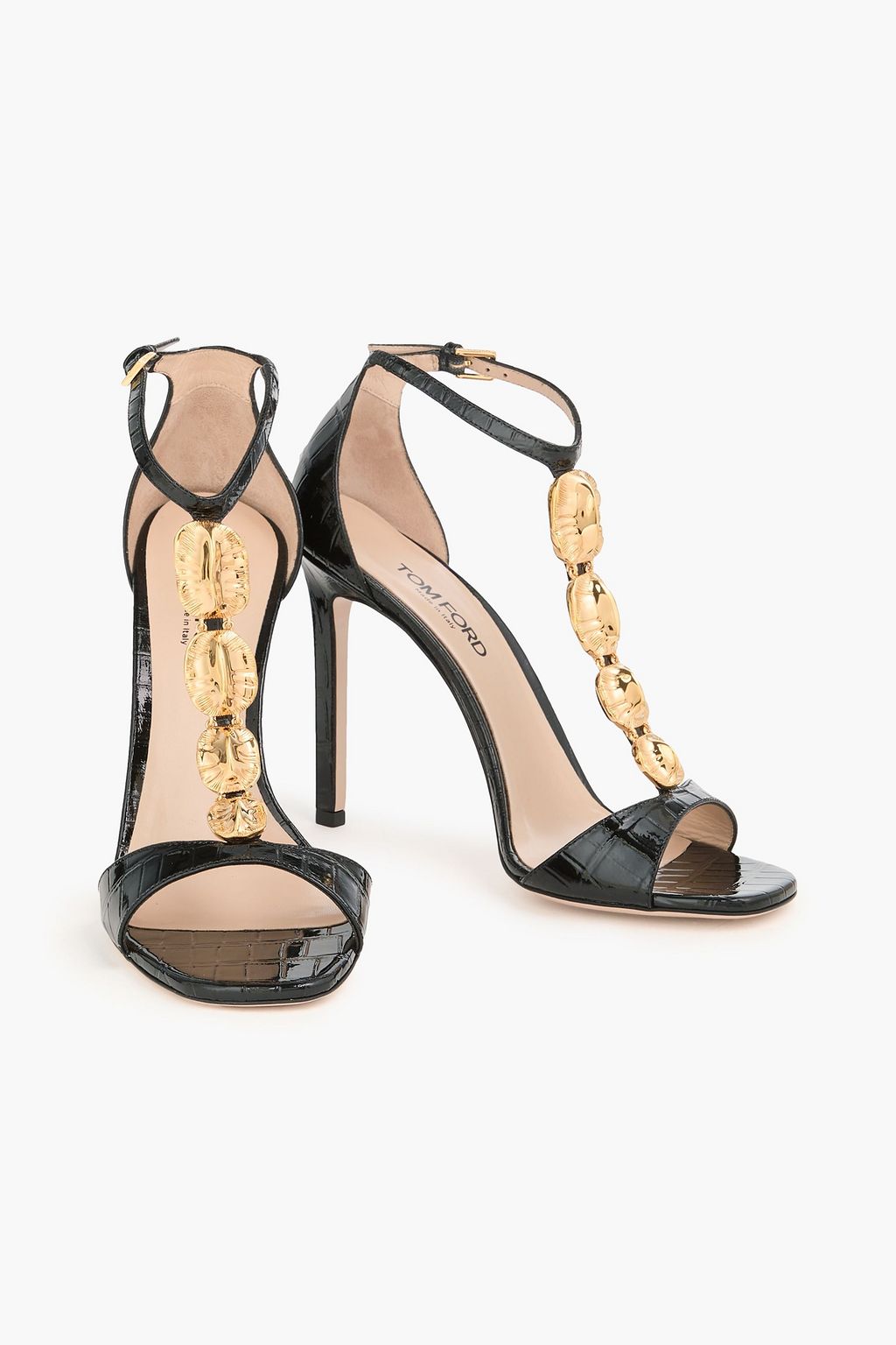 TOM FORD クロコ風レザー サンダル