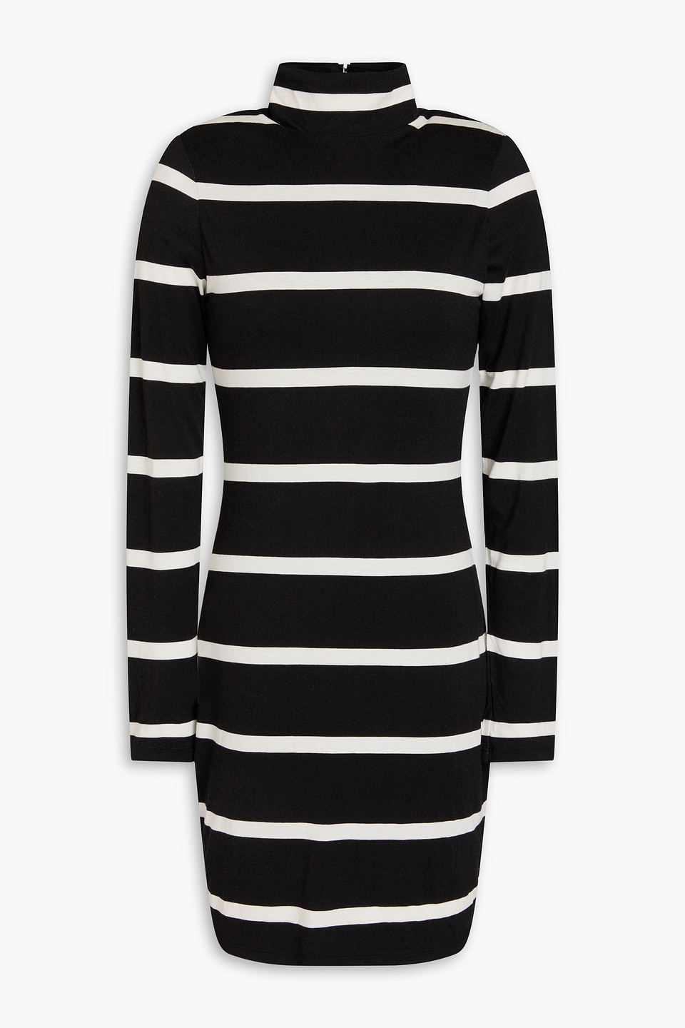 Alice And Olivia Striped Jersey Mini Dress In Black