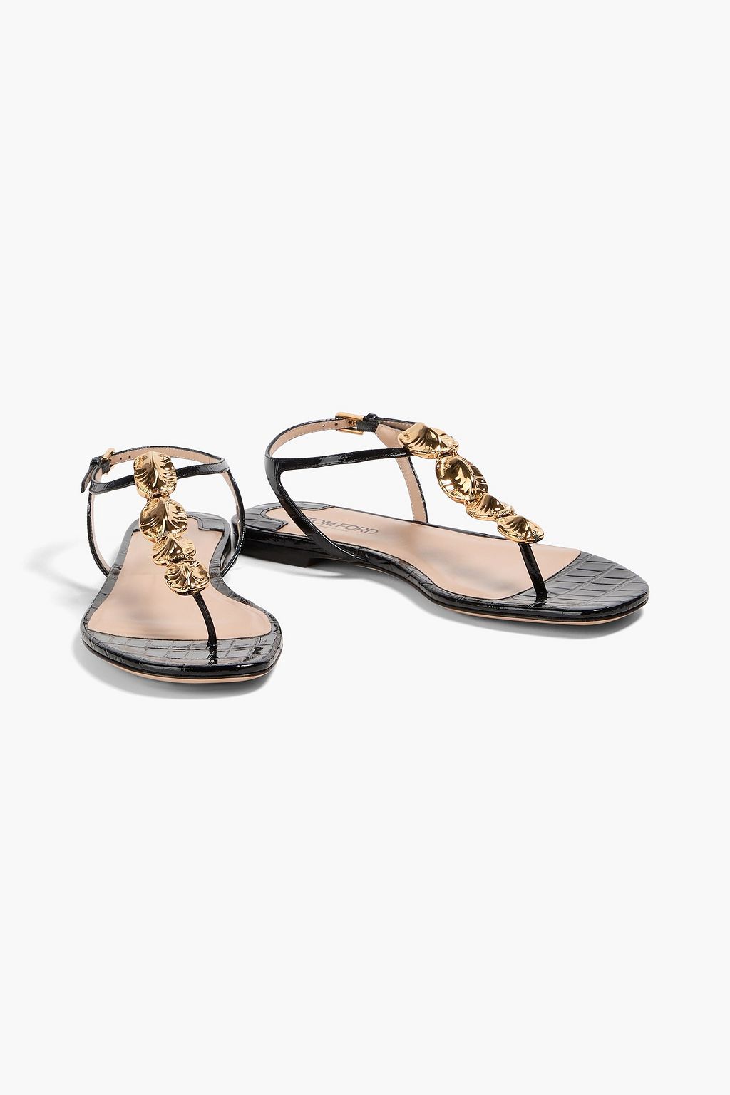 TOM FORD クロコ風レザー サンダル