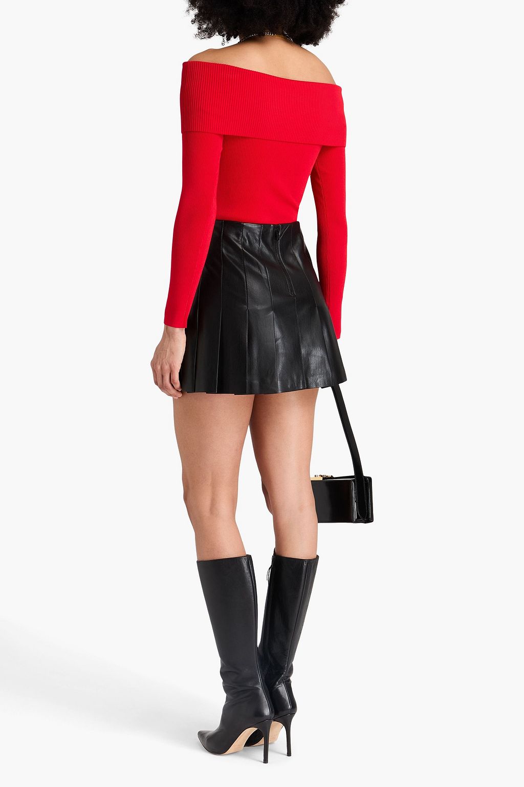 ALICE + OLIVIA Off-the-shoulder ribbed-knit top