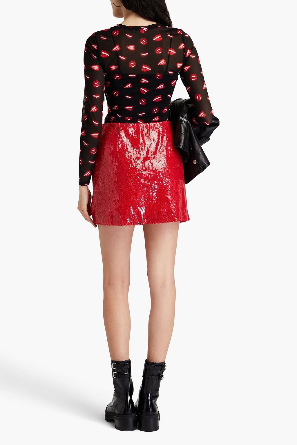 ALICE + OLIVIA بلوزة من الشبك مزينة بطبعات