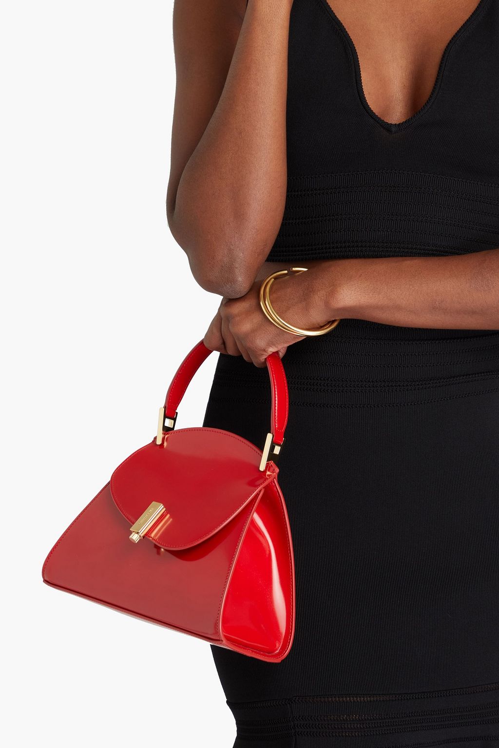 FERRAGAMO Prisma glossed-leather tote