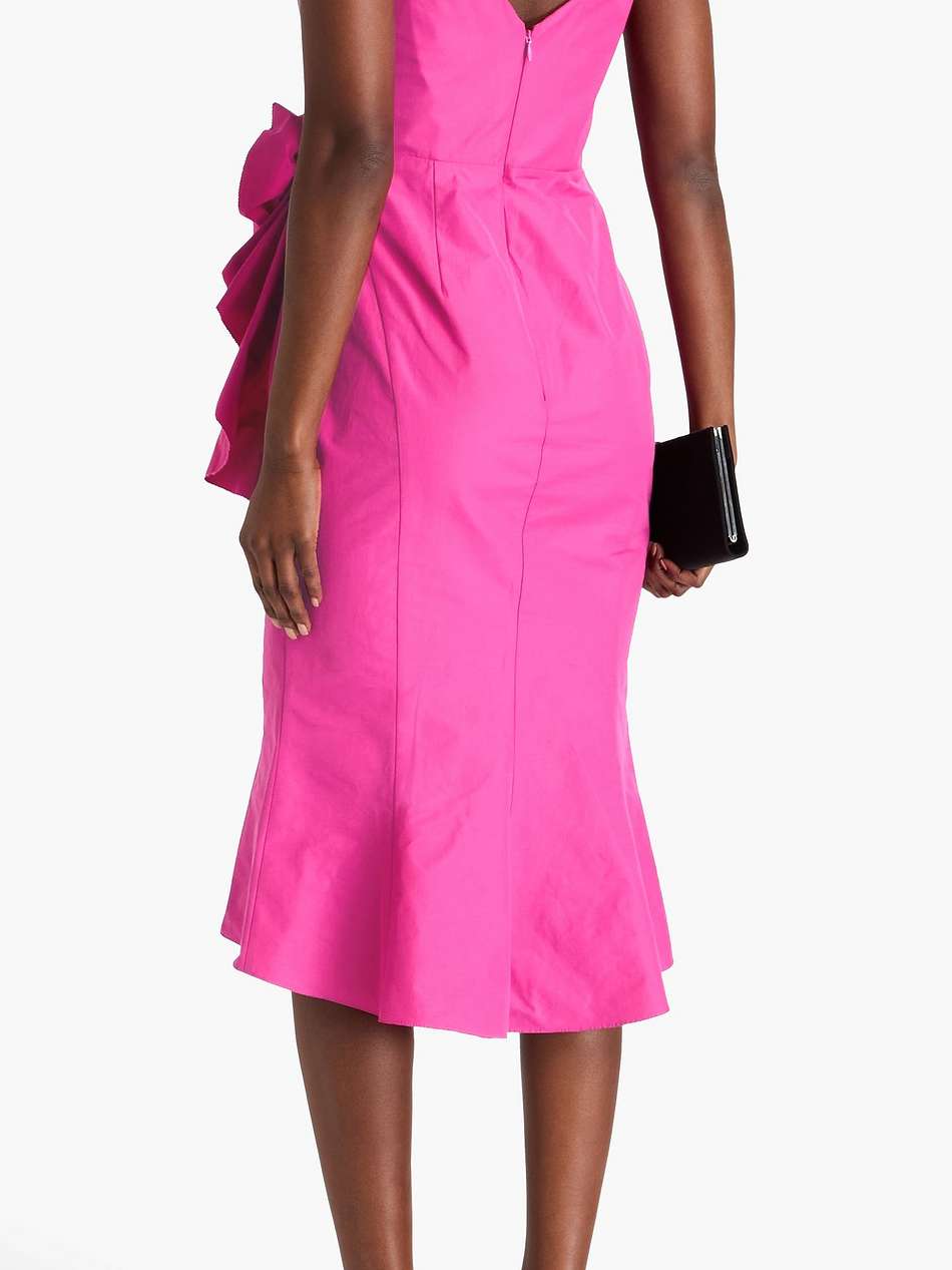 off-the-shoulder floral-appliquéd taffeta midi dress