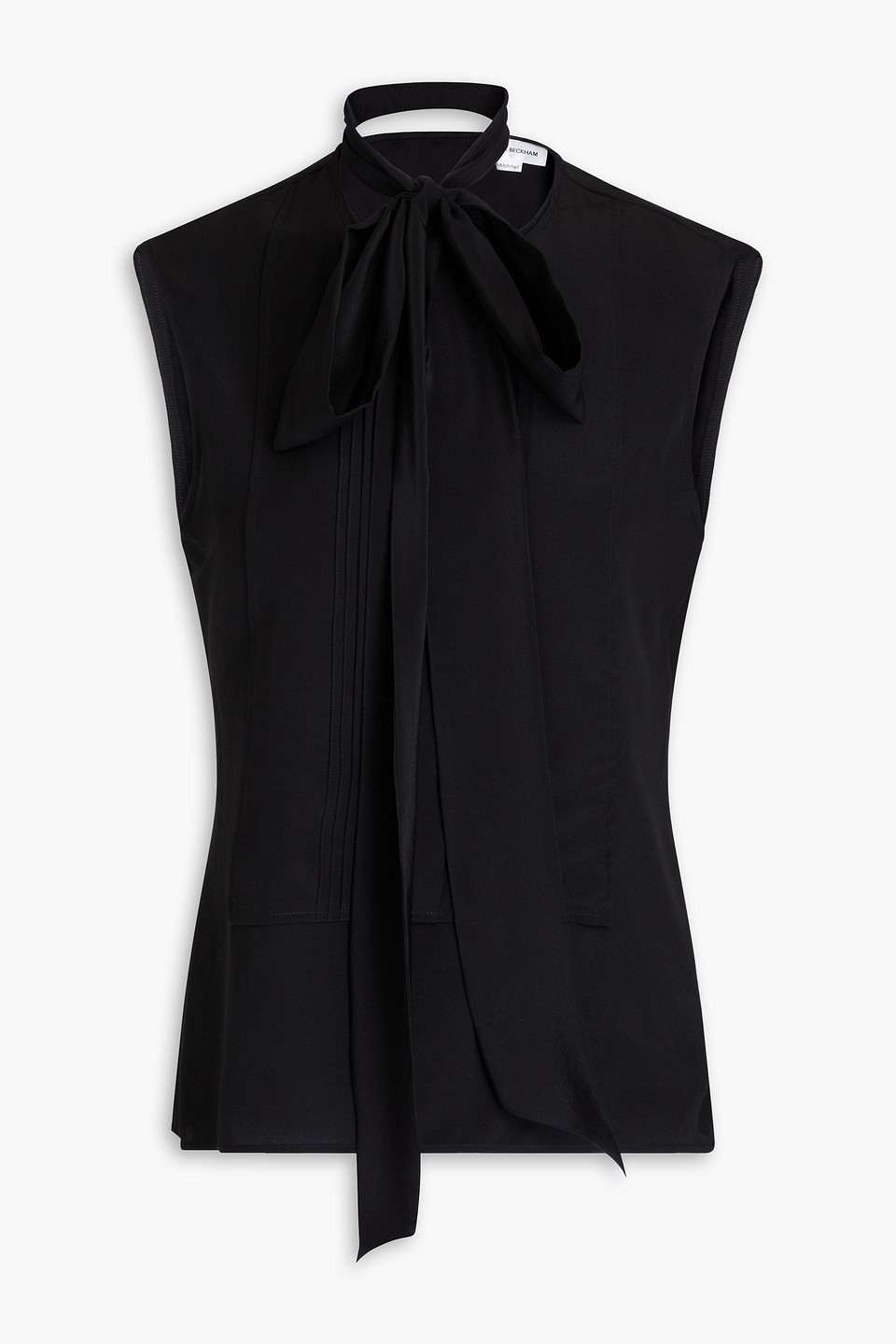 Victoria Beckham Pintucked Silk Crepe De Chine Top In Schwarz