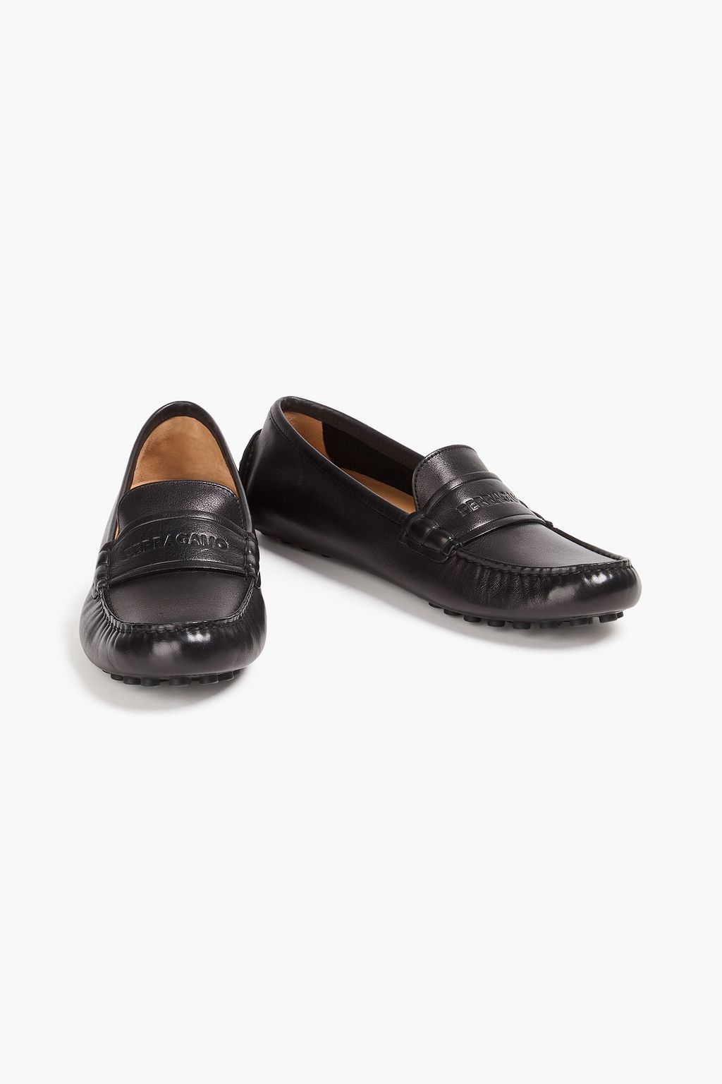 FERRAGAMO Embossed leather driving shoes