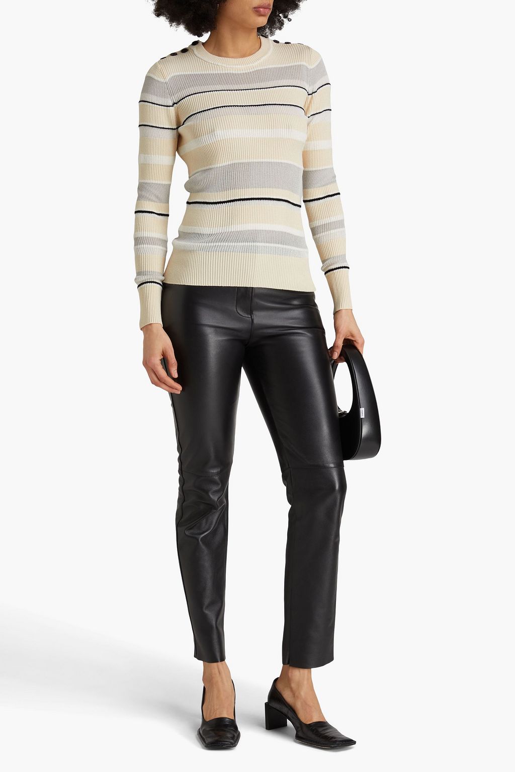 PROENZA SCHOULER كنزة رياضية Judy من نسيج محبوك المضلع والمخطط