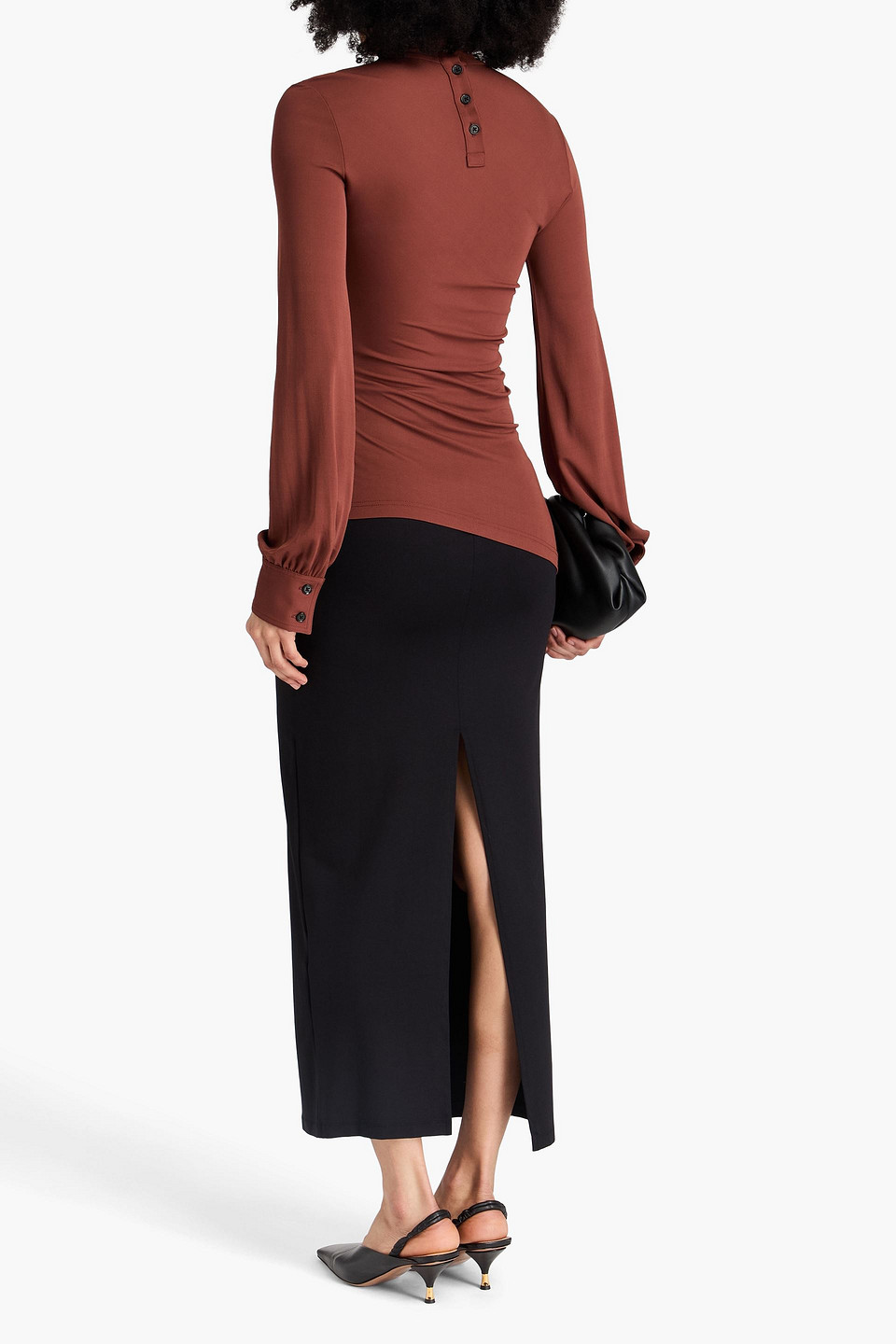PROENZA SCHOULER SONIA ASYMMETRIC JERSEY TURTLENECK TOP