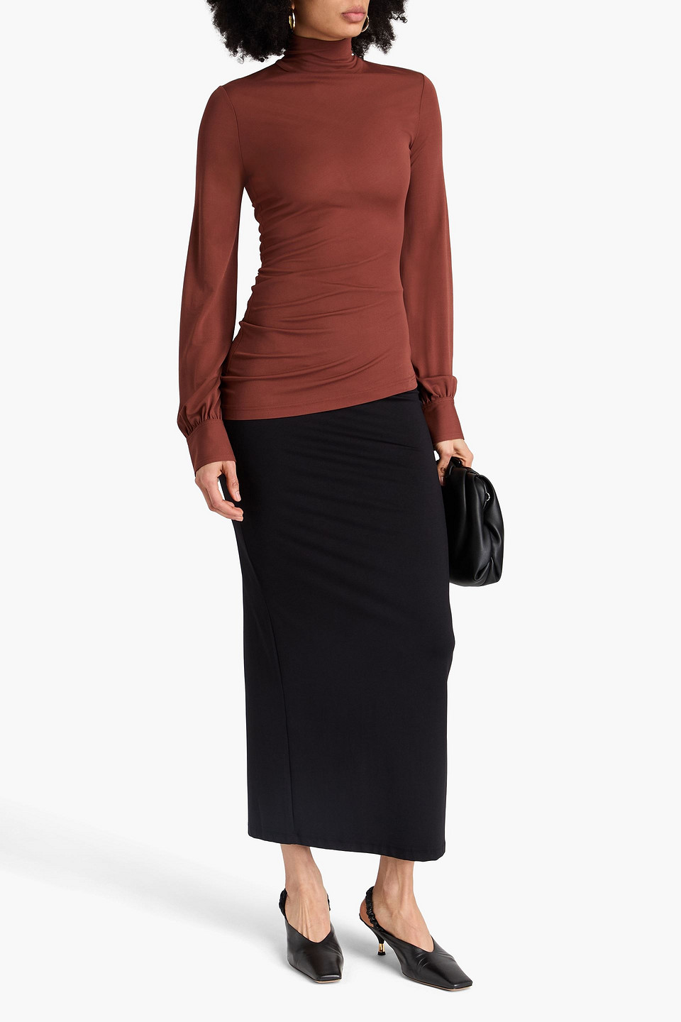 PROENZA SCHOULER SONIA ASYMMETRIC JERSEY TURTLENECK TOP