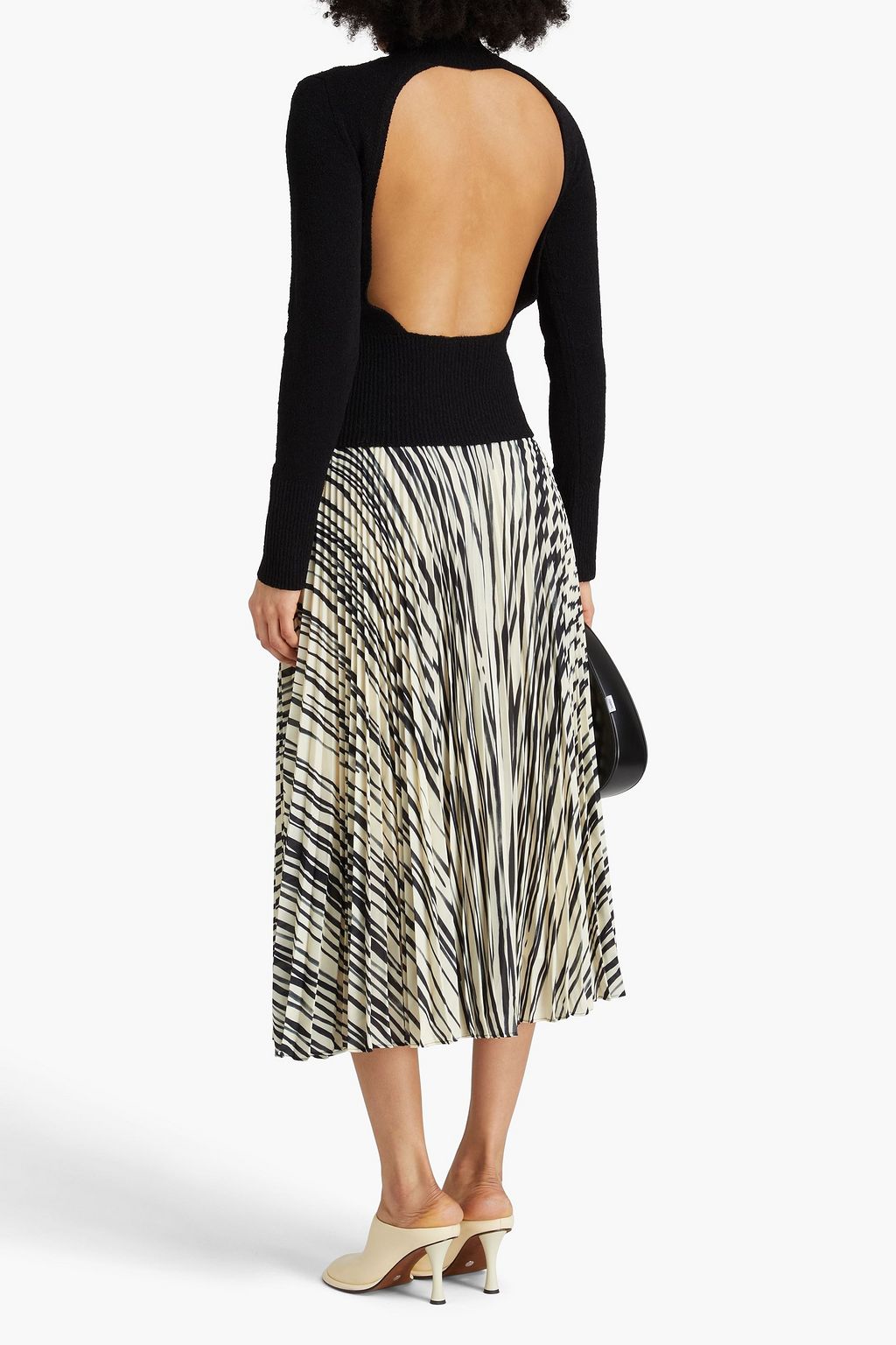 PROENZA SCHOULER كنزة رياضية Claude بظهر مفتوح بياقة عالية بحبكة بوكليه