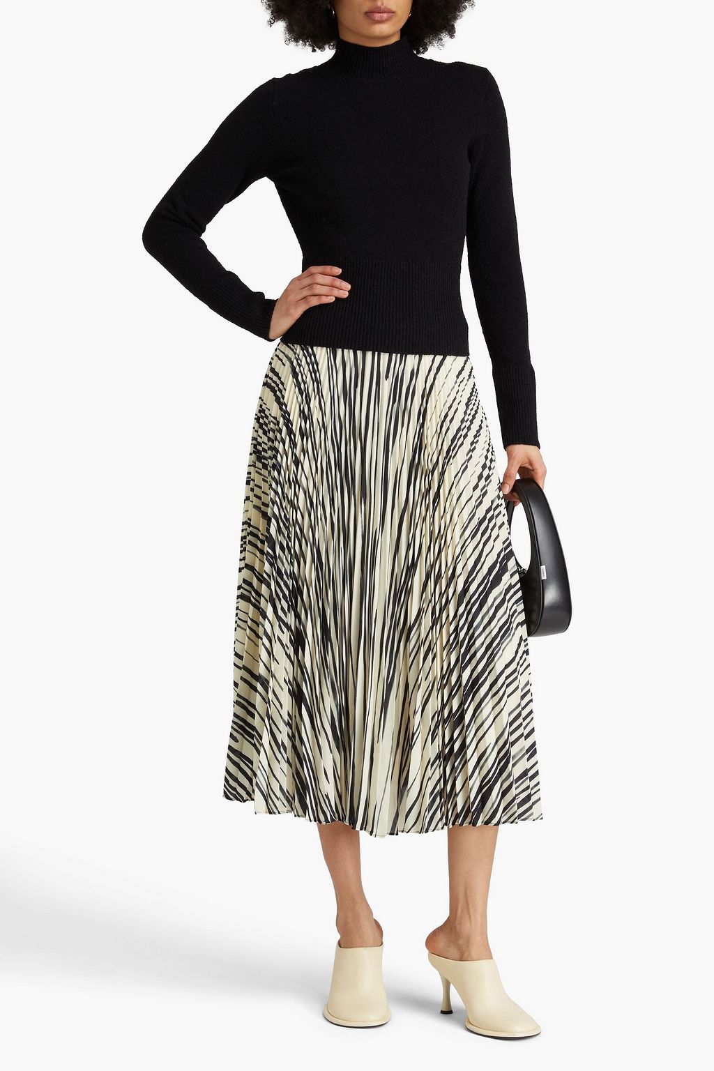 PROENZA SCHOULER كنزة رياضية Claude بظهر مفتوح بياقة عالية بحبكة بوكليه