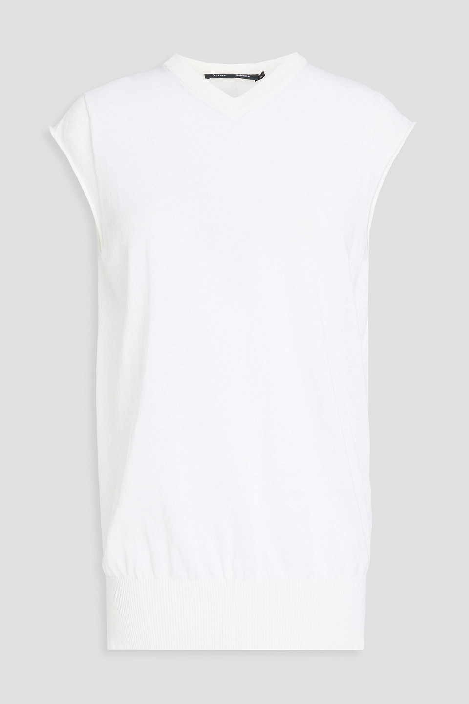 Shop Proenza Schouler Morgan V-neck Fine-knit Top In Grey