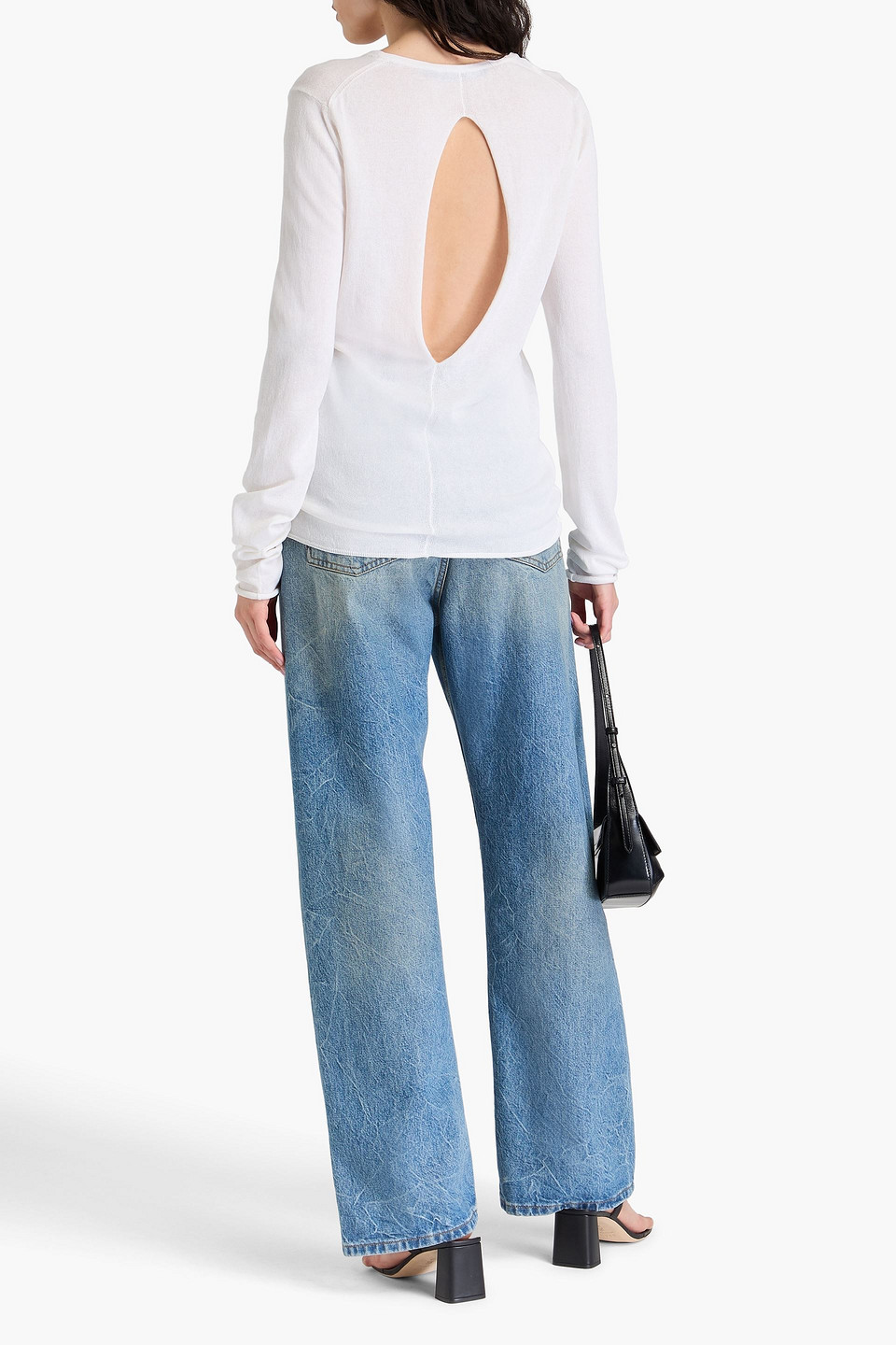 Proenza Schouler Pullover Aus Einer Baumwoll-seidenmischung Mit Cut-outs In Weiss