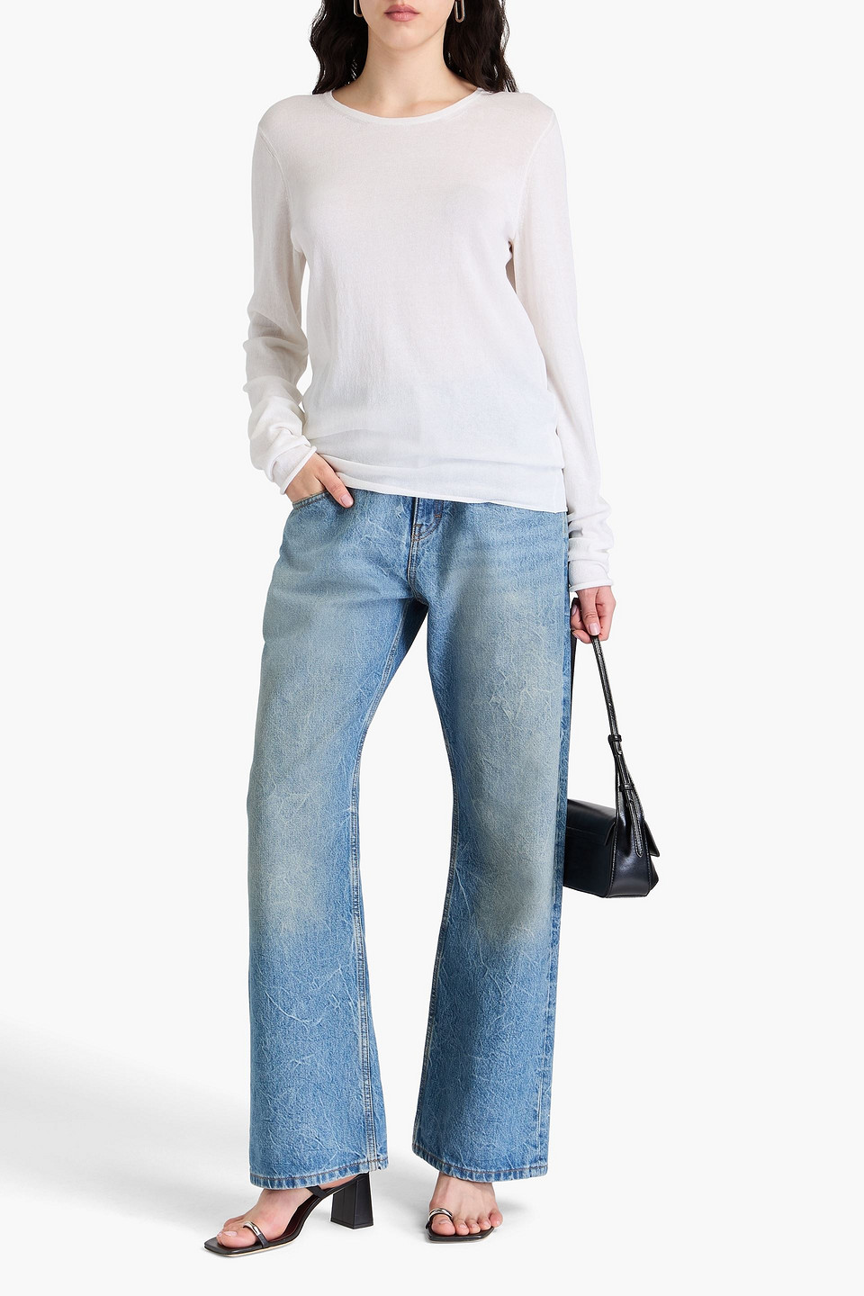 Proenza Schouler Pullover Aus Einer Baumwoll-seidenmischung Mit Cut-outs In Weiss