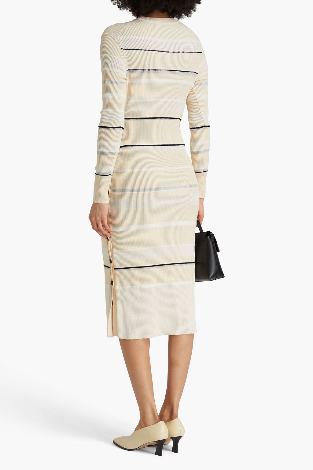 PROENZA SCHOULER فستان Rachel متوسط الطول بحبكة مضلّعة وتصميم مخطط