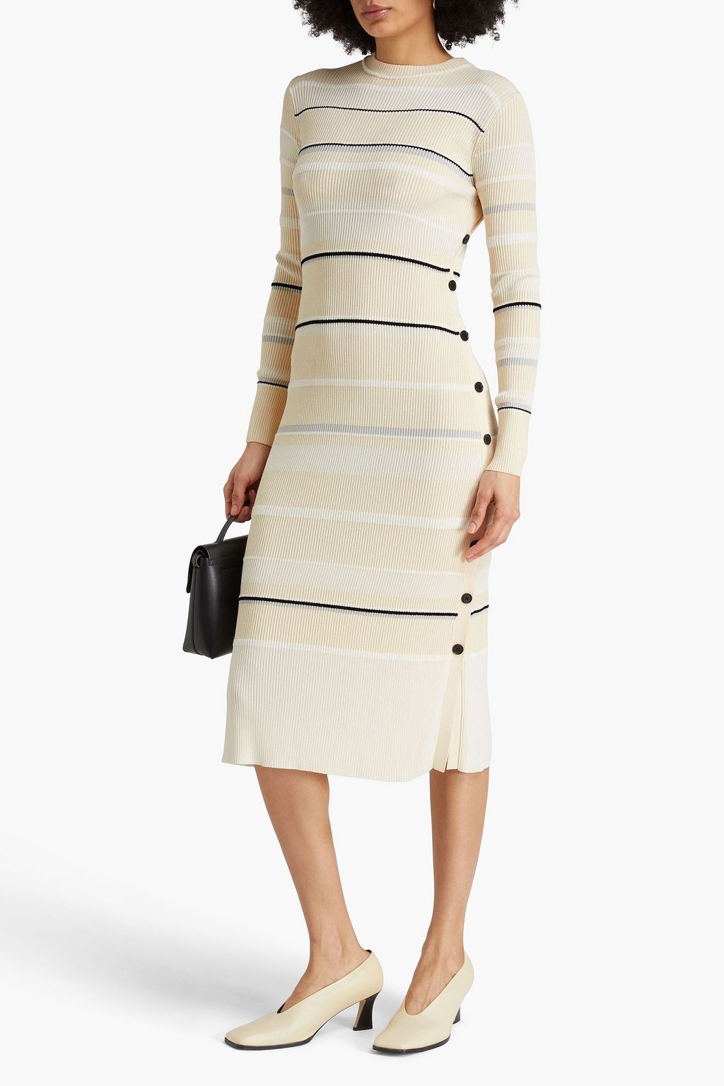 PROENZA SCHOULER فستان Rachel متوسط الطول بحبكة مضلّعة وتصميم مخطط