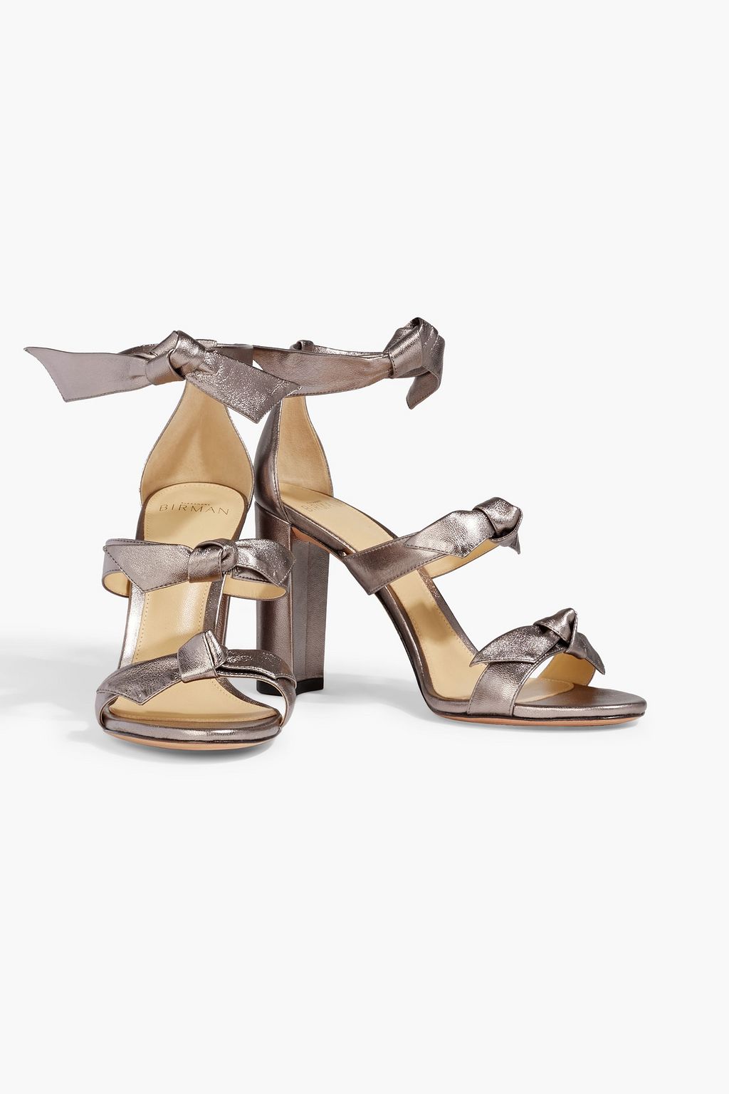ALEXANDRE BIRMAN Lolita bow-detailed metallic leather sandals