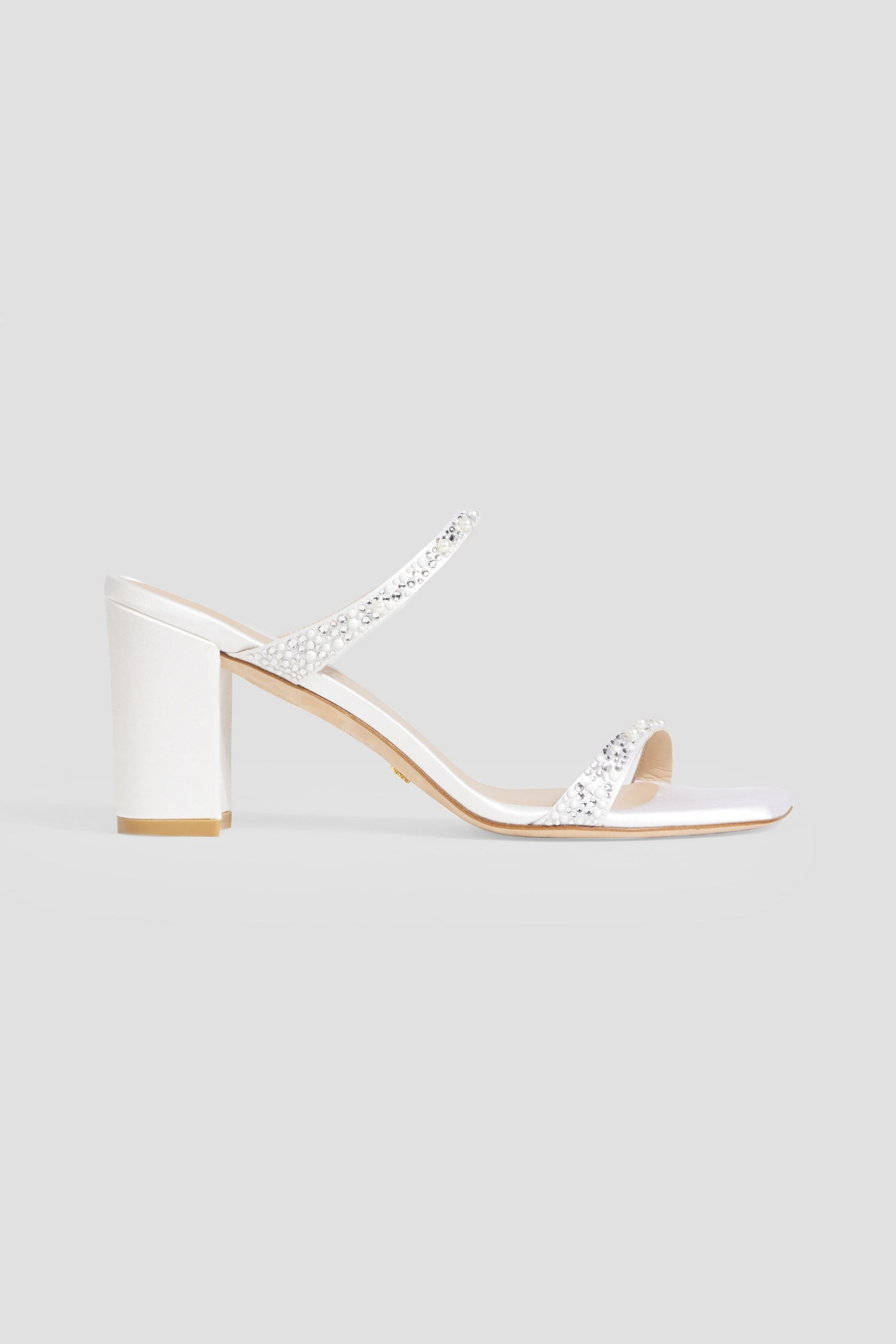 Stuart Weitzman Royale Pearl 75 embellished satin mules
