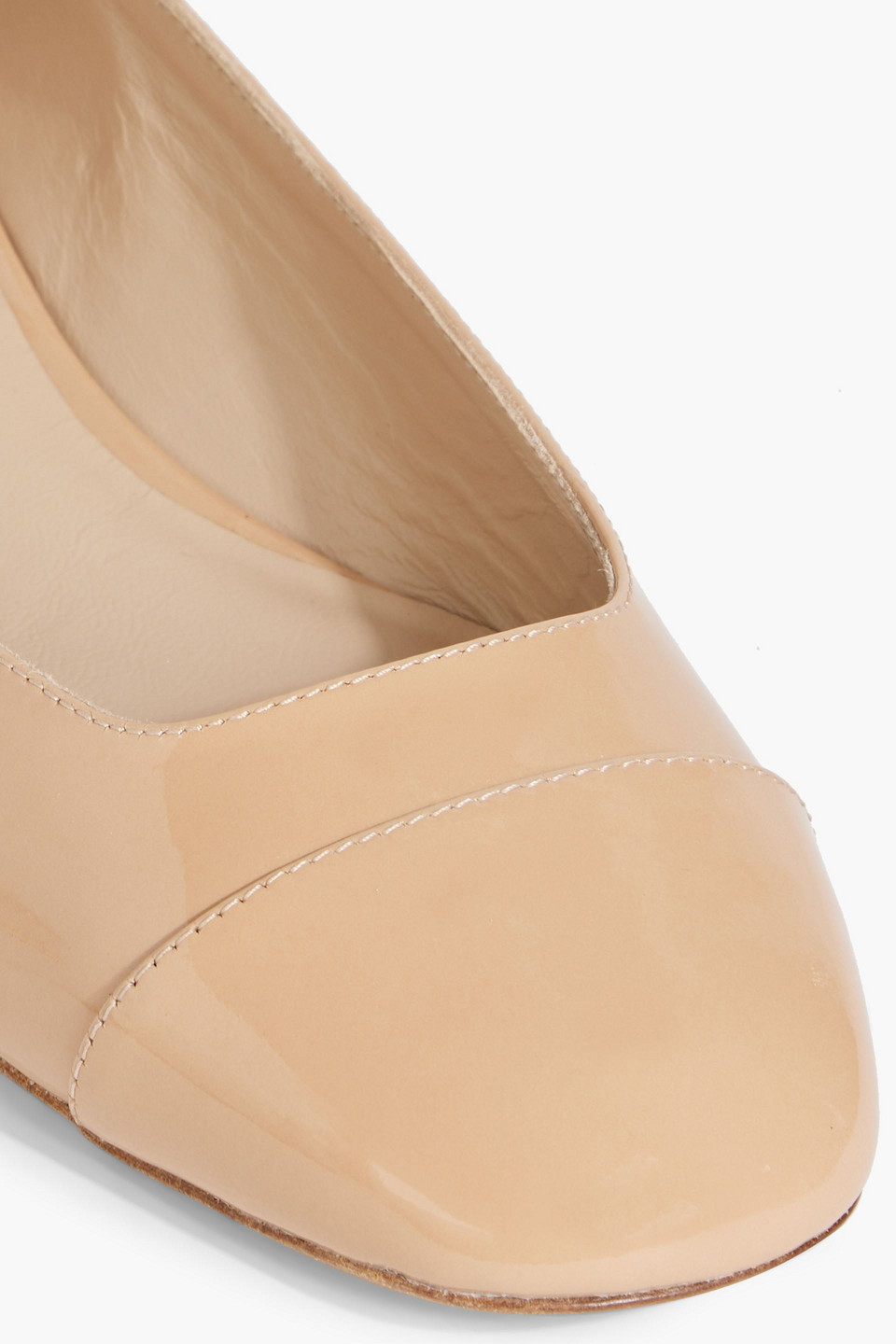 Stuart Weitzman Eden Crystal-embellished Patent-leather Ballet Flats In Neutral