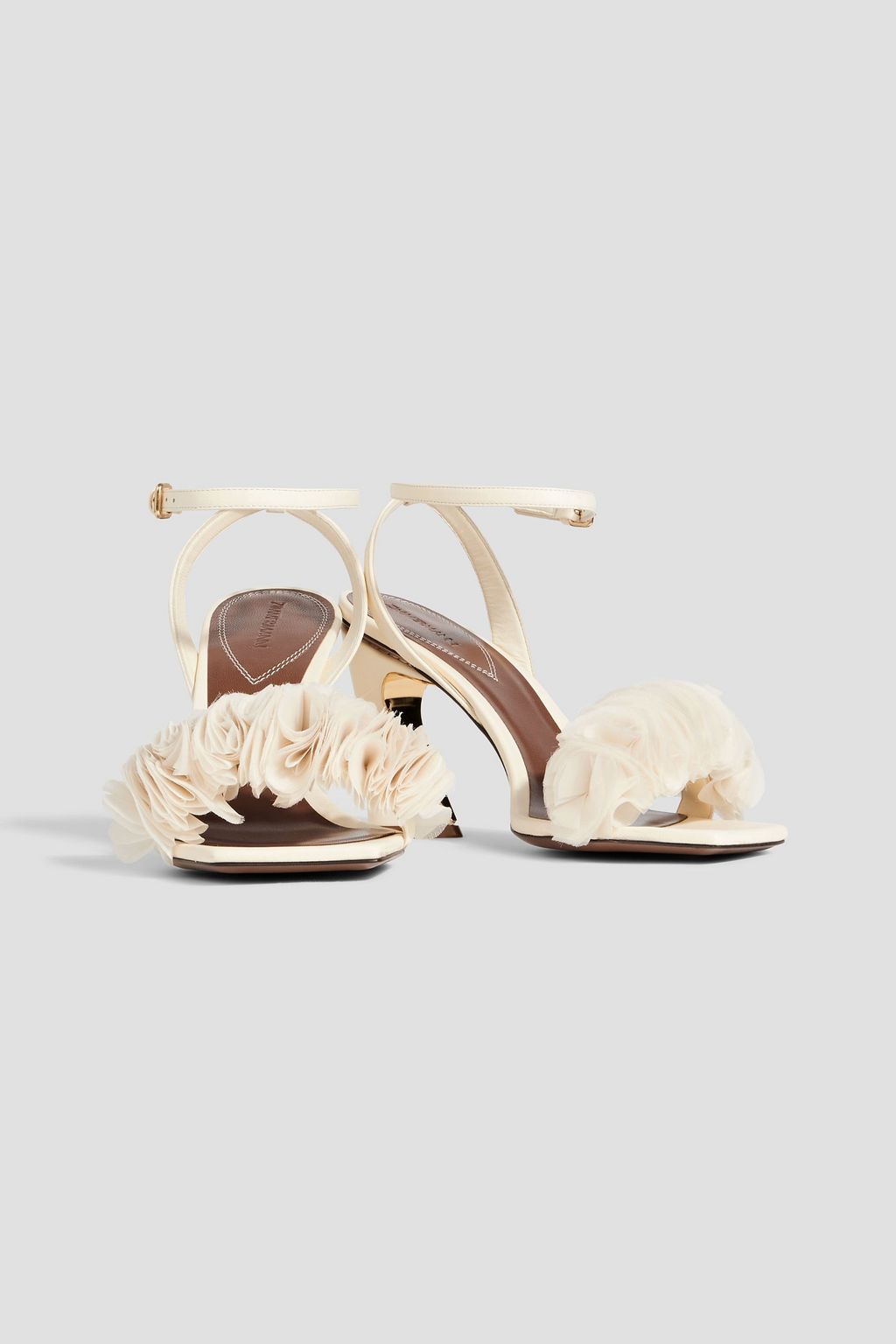 ZIMMERMANN Ruffled organza and leather sandals