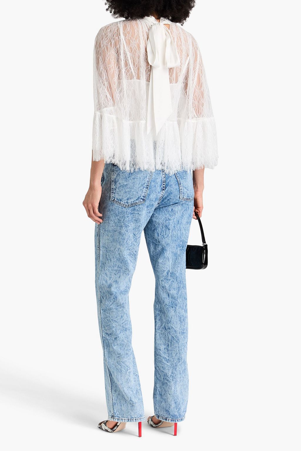 ALICE + OLIVIA シャンティイーレース トップス ギャザー入り