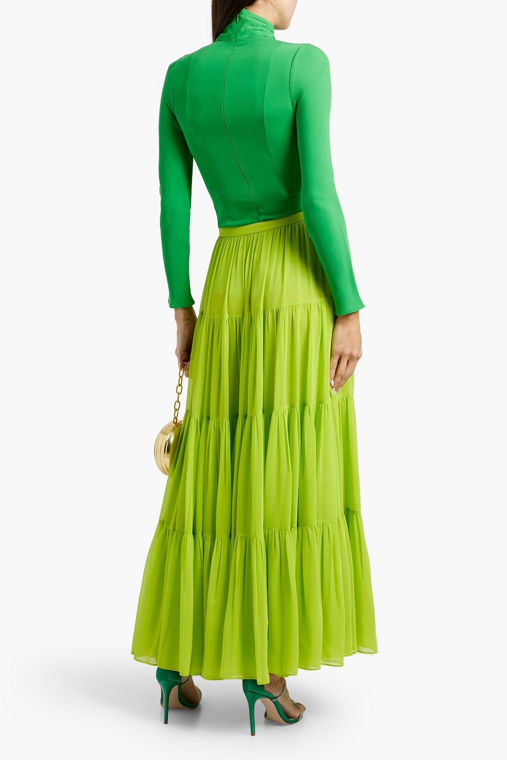 VALENTINO GARAVANI Tiered chiffon maxi skirt