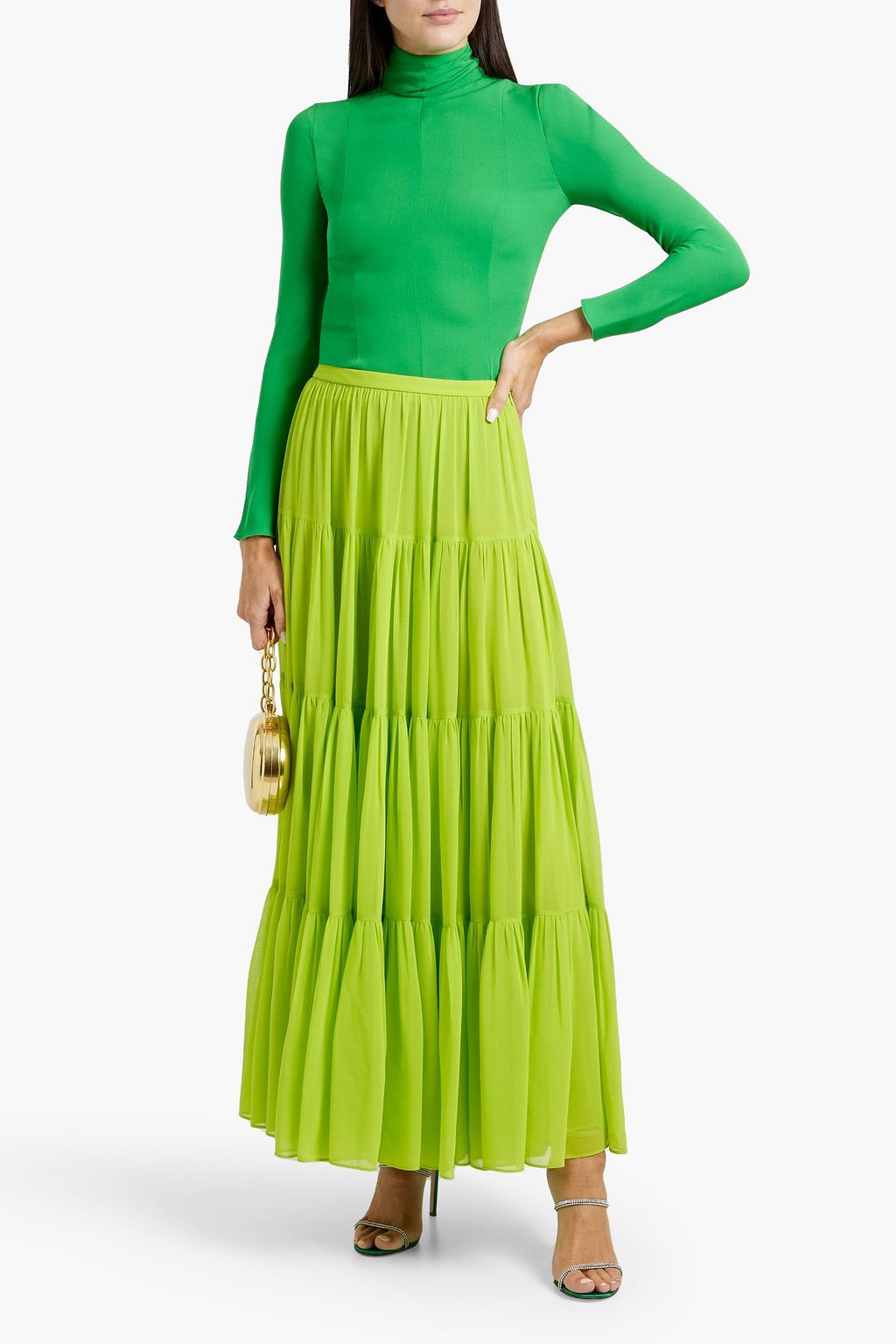 VALENTINO GARAVANI Tiered chiffon maxi skirt