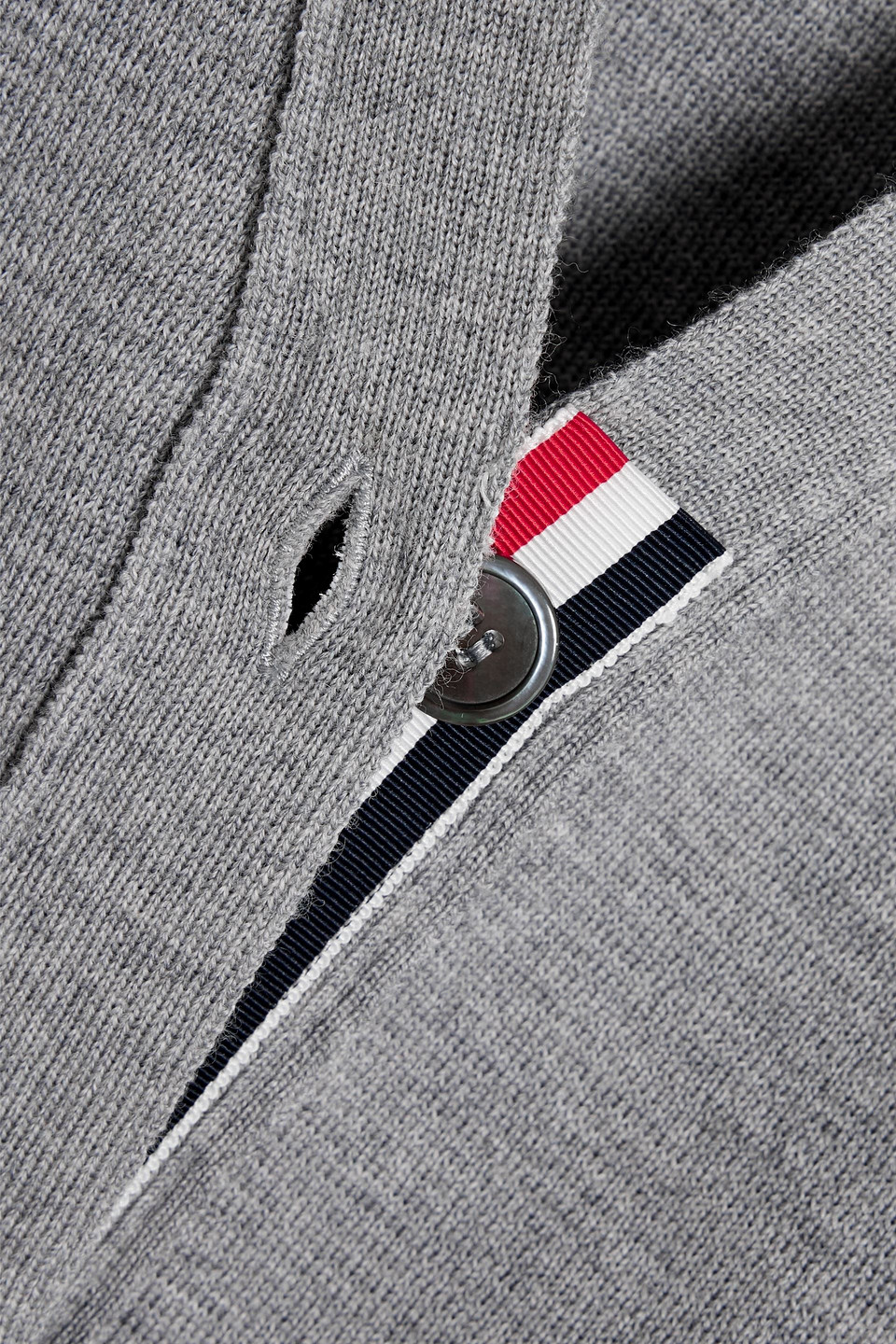 Thom Browne Striped Merino Wool Cardigan In Gray