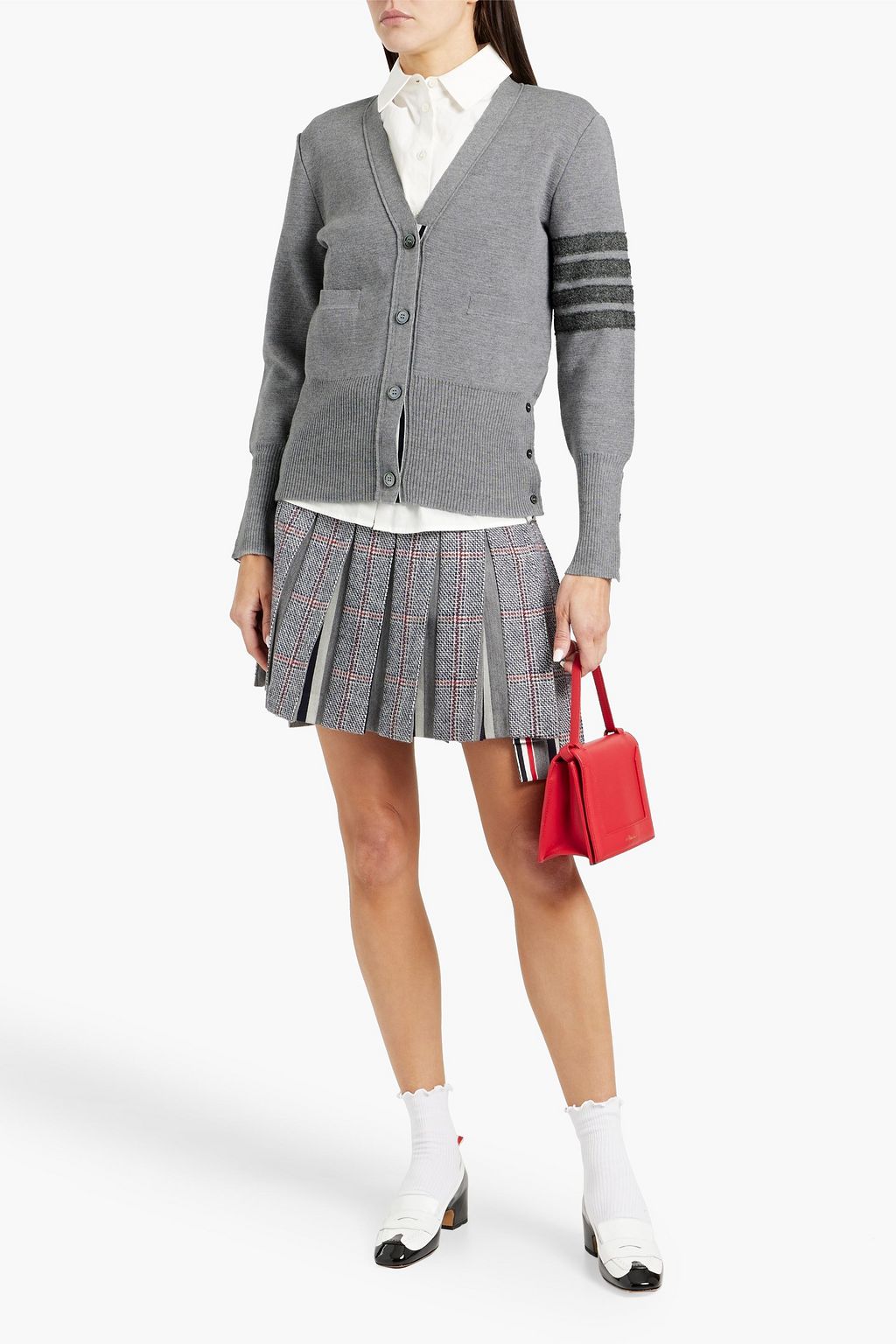 THOM BROWNE Striped merino wool cardigan
