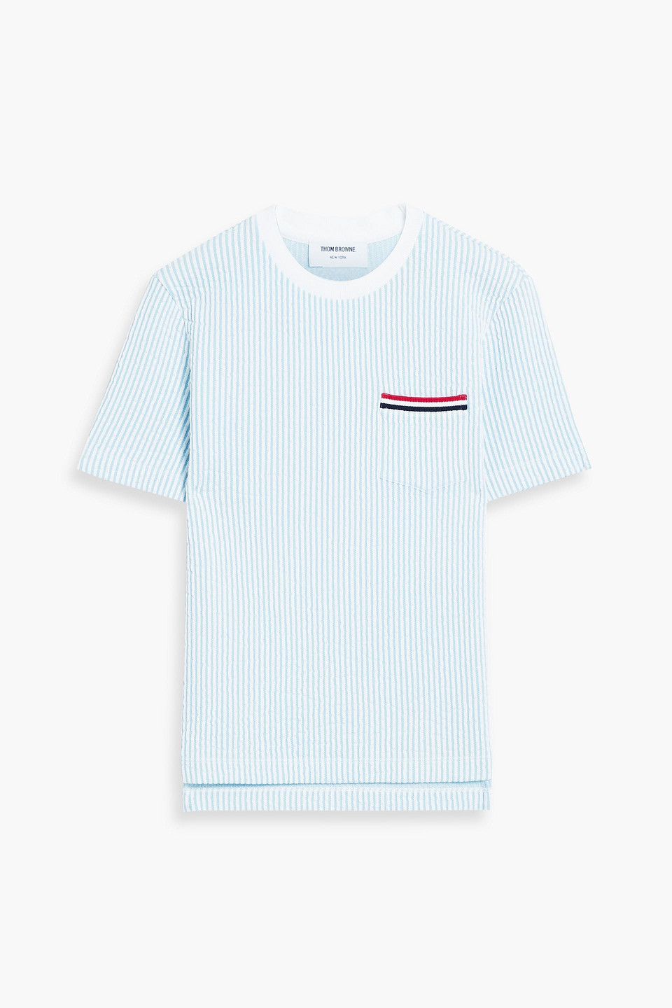 Thom Browne Ribbed Cotton Top In Light Blue