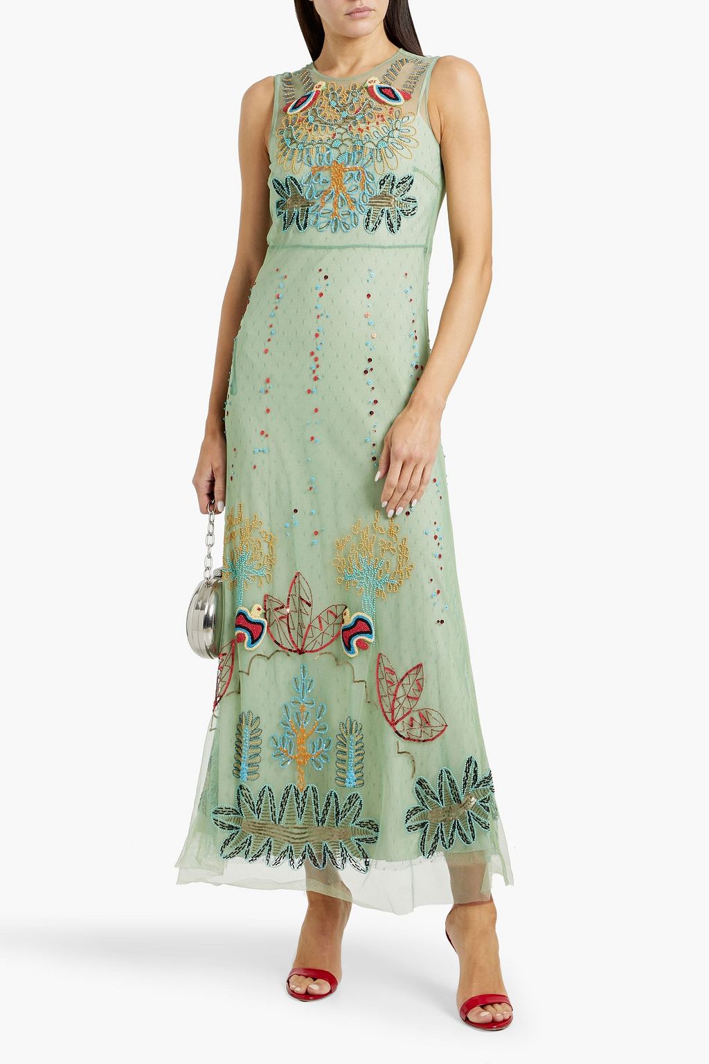 REDVALENTINO Embellished point d'esprit maxi dress