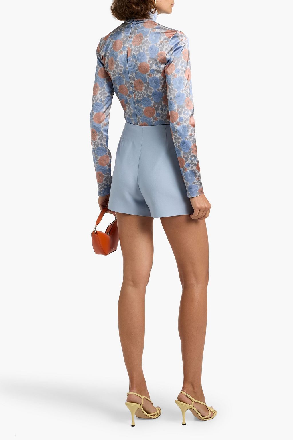VALENTINO GARAVANI Skirt-effect wool and silk-blend crepe shorts