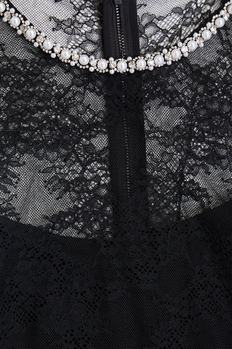 Alice And Olivia Crystal-embellished Corded Lace Mini Dress In Black