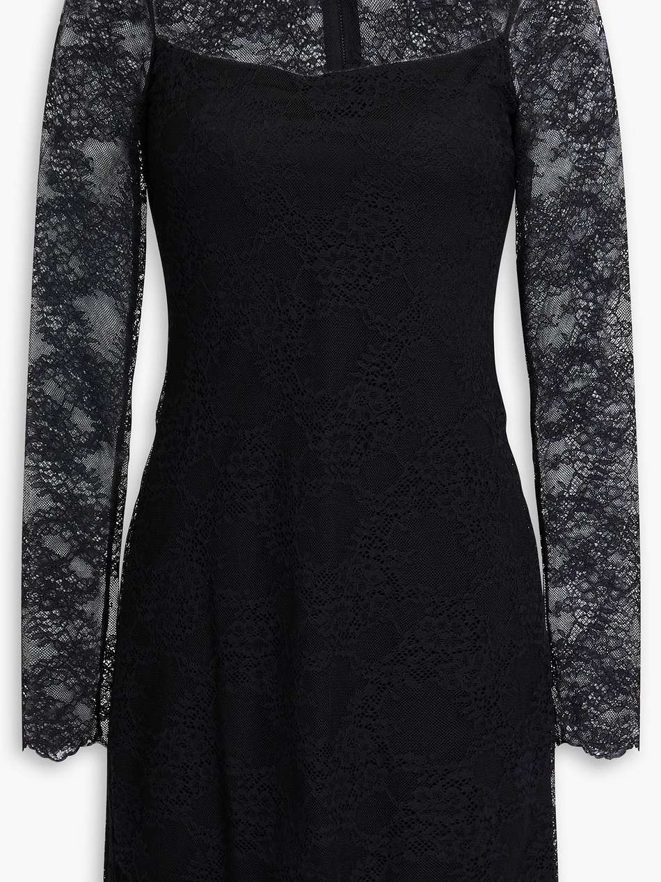 crystal-embellished corded lace mini dress