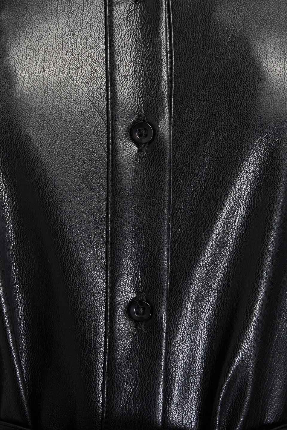 Alice And Olivia Chassidy Vegan Leather Mini Shirtdress In Black