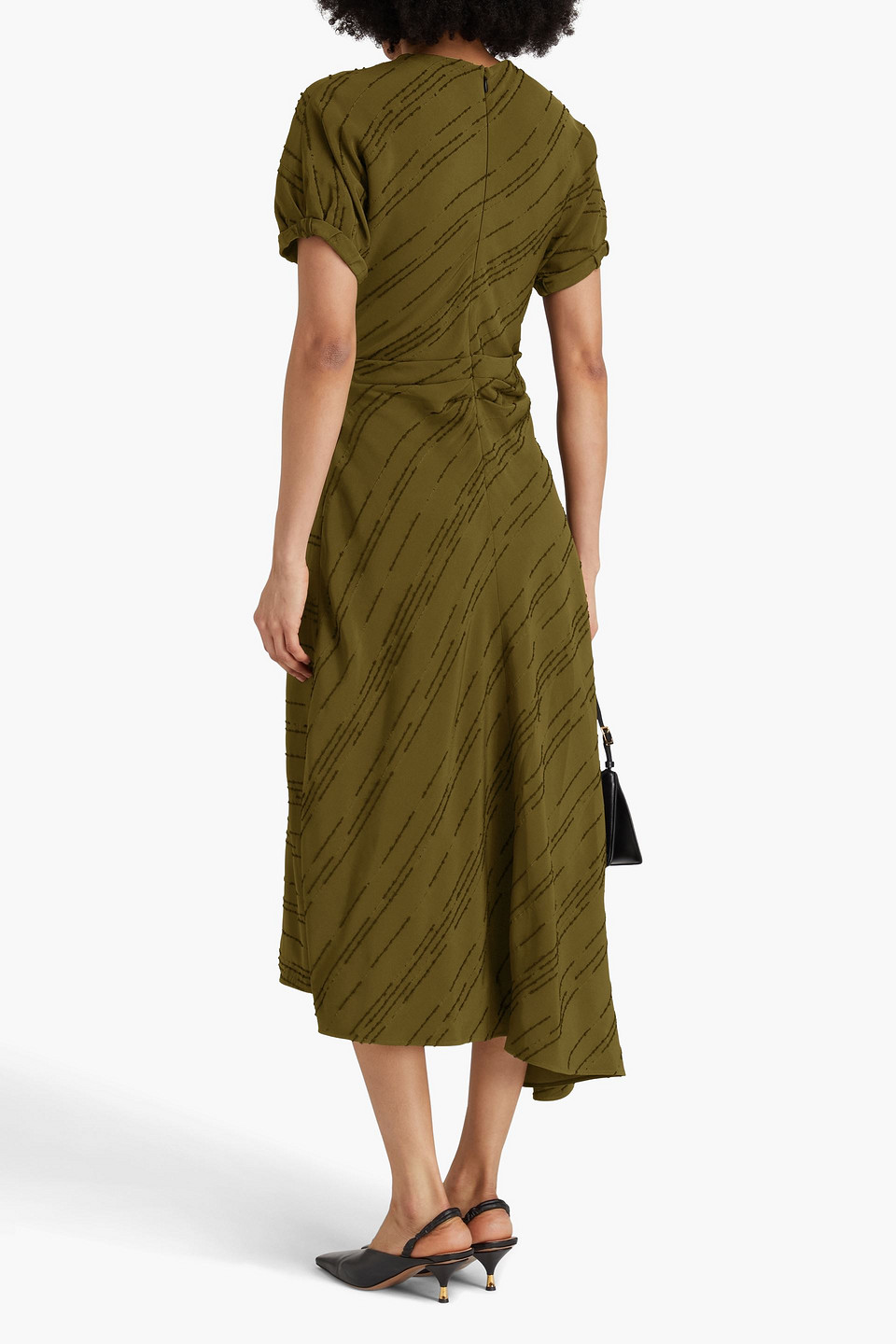 Proenza Schouler Draped Crepe Midi Dress In Military-grün