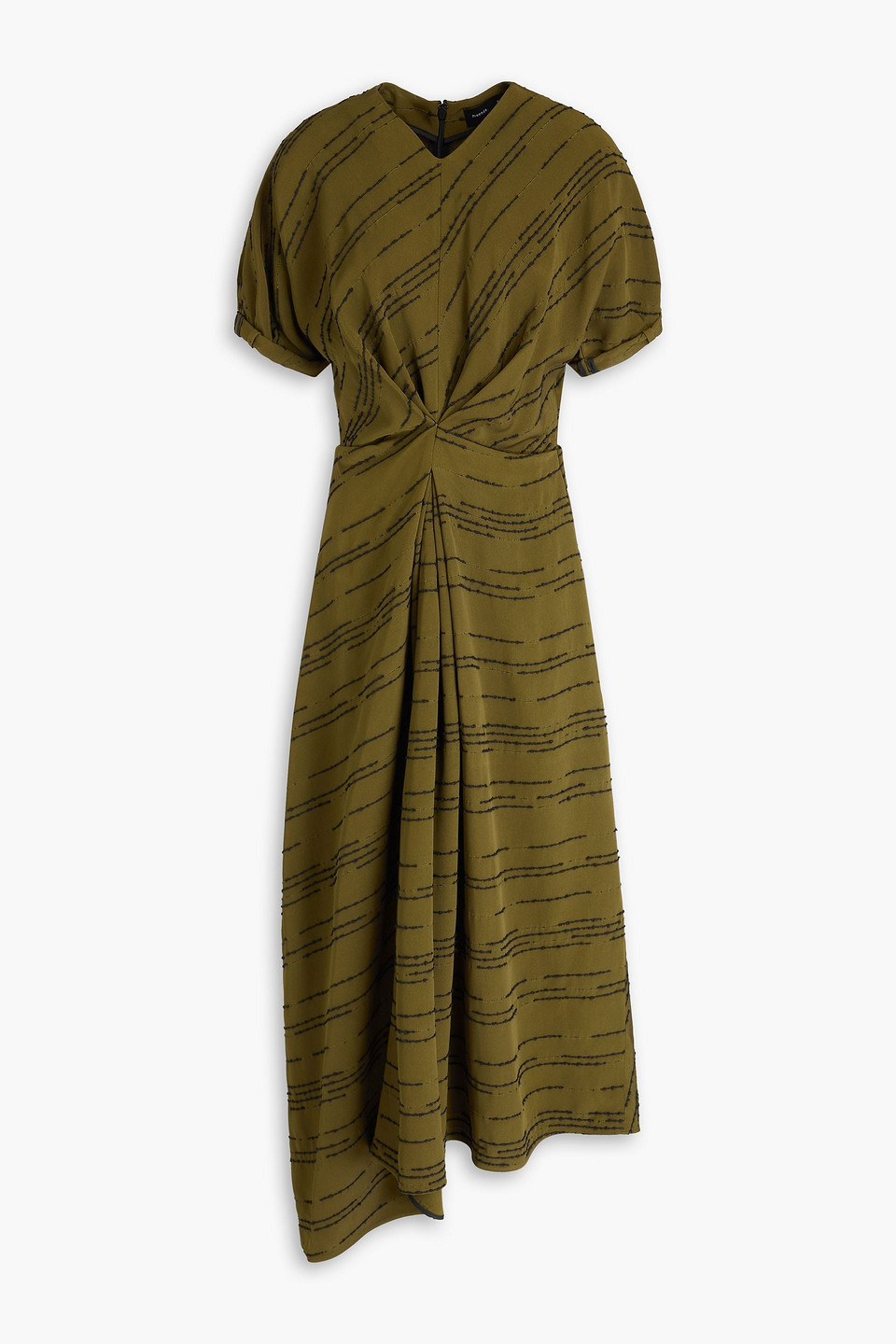 Proenza Schouler Draped Crepe Midi Dress In Military-grün