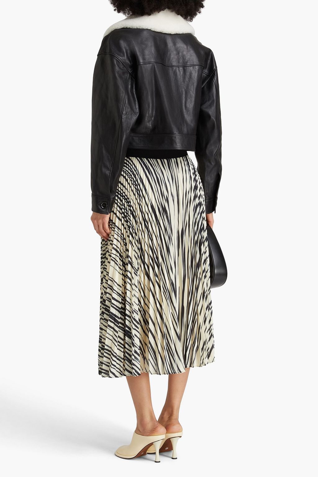 PROENZA SCHOULER تنورة متوسطة الطول مصنوعة من الكريب ومزينة بطبعات وكسرات