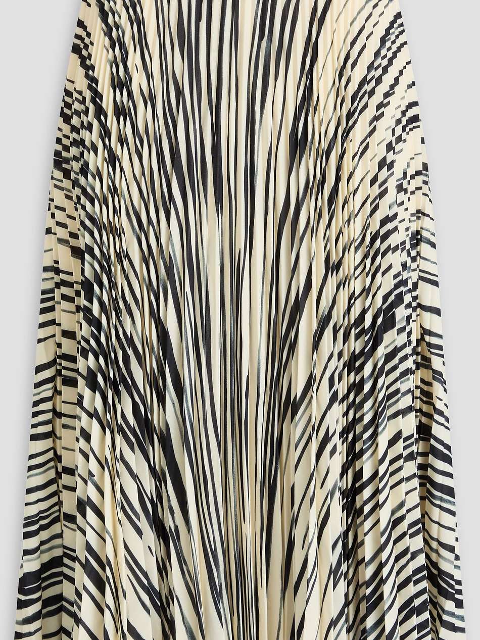korine striped pleated crepe midi skirt