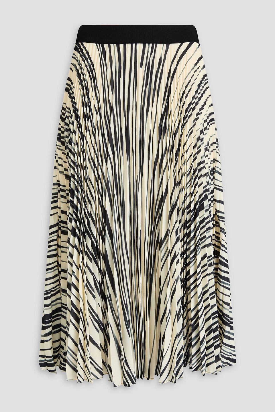 Shop Proenza Schouler Korine Striped Pleated Crepe Midi Skirt In Naturfarben