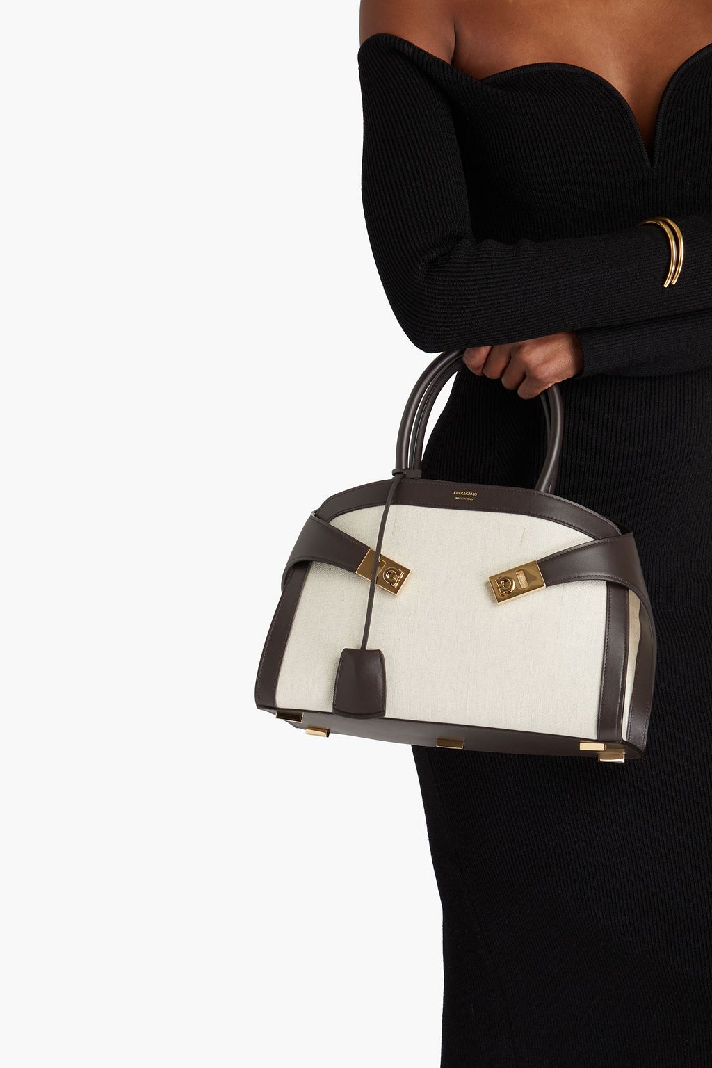 FERRAGAMO Hug canvas and leather tote