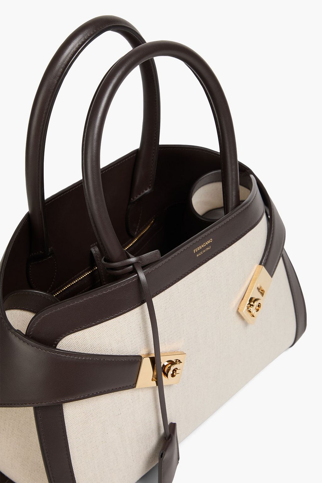 FERRAGAMO Hug canvas and leather tote