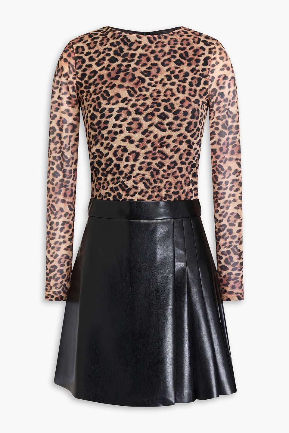 Alice And Olivia Leopard-print Stretch Tulle-paneled Mini Dress In Animal Print
