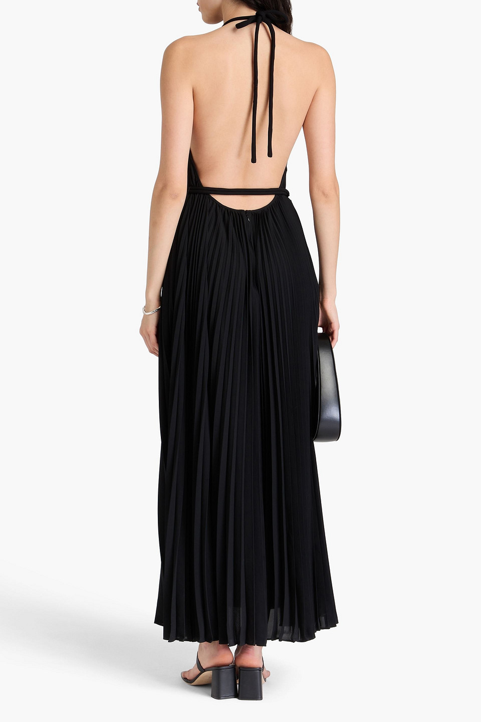 PROENZA SCHOULER PLEATED CREPE HALTERNECK MAXI DRESS