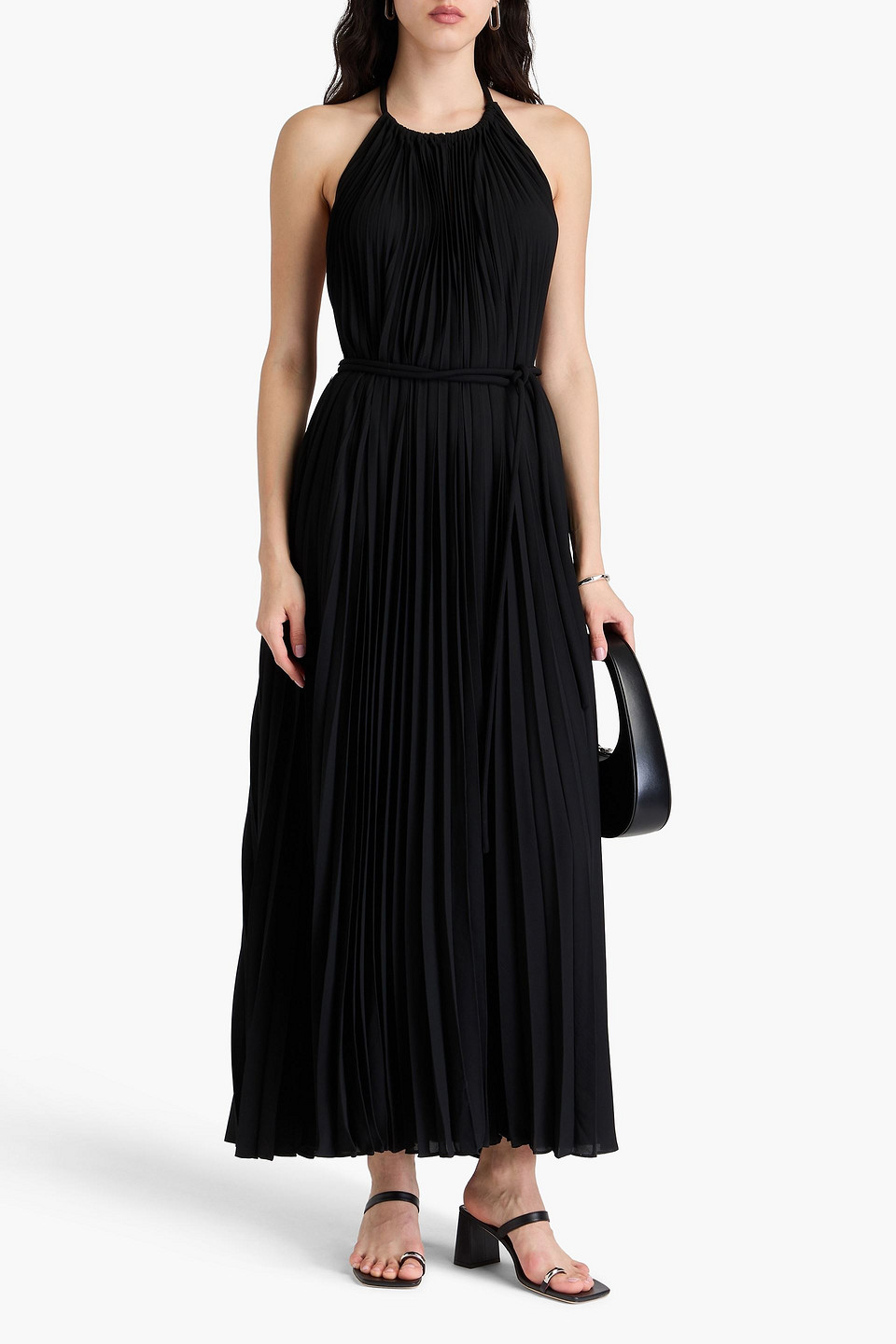 PROENZA SCHOULER PLEATED CREPE HALTERNECK MAXI DRESS